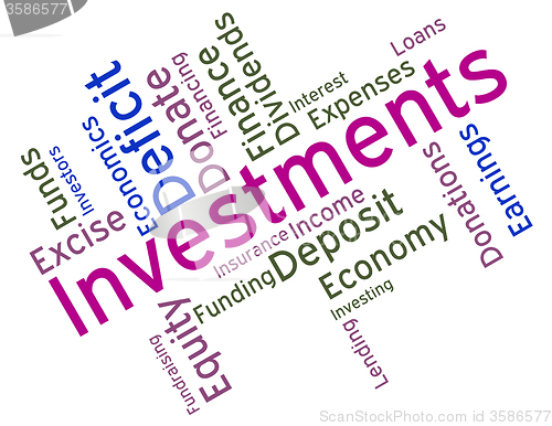 Image of Investments Word Indicates Roi Stock And Wordcloud