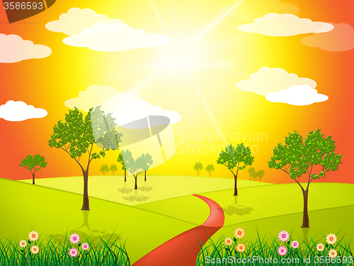 Image of Grass Countryside Indicates Solar Scene And Sunny