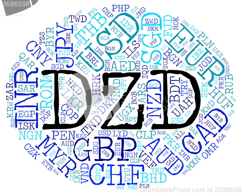 Image of Dzd Currency Means Algerian Dinars And Banknote