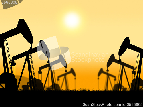 Image of Oil Wells Represents Extract Refineries And Oilfield