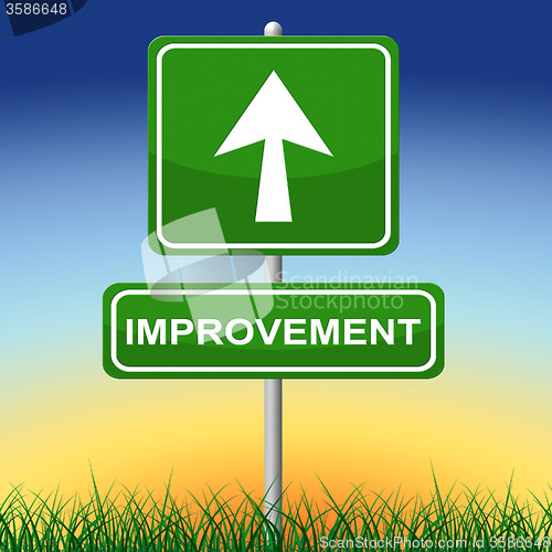 Image of Improvement Sign Indicates Message Arrow And Advance