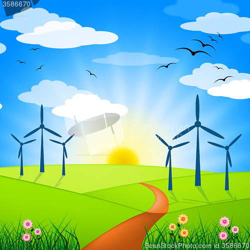Image of Wind Power Represents Turbine Energy And Electricity