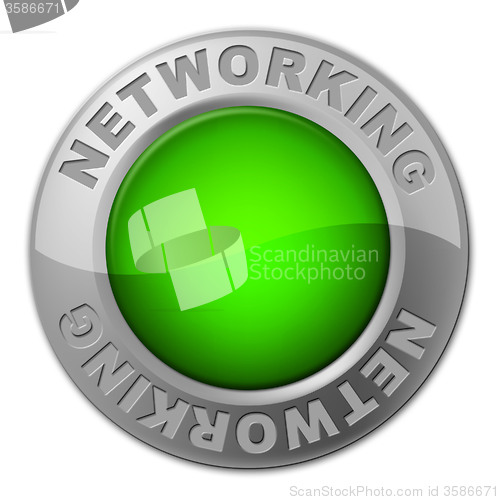 Image of Networking Button Represents Social Media Marketing And Connected