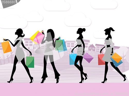 Image of Women Shopping Shows Commercial Activity And Adult