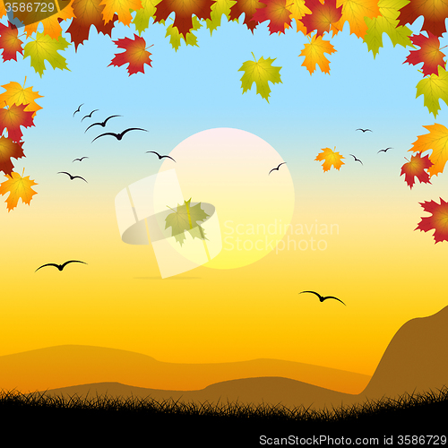 Image of Sunset Landscape Shows Warm Template And Sunshine