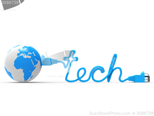 Image of Global Tech Means World Wide Web And Earth