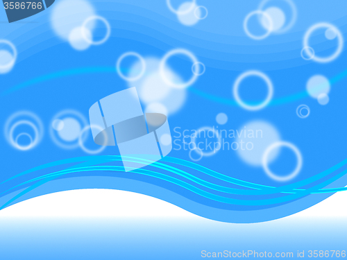 Image of Blue Bubbles Background Shows Round And Wavy\r