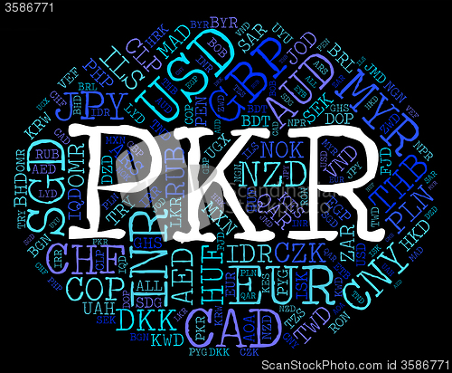 Image of Pkr Currency Represents Pakistan Rupees And Exchange