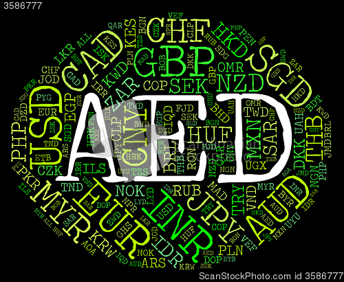 Image of Aed Currency Indicates United Arab Emirates And Banknotes