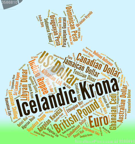 Image of Icelandic Krona Means Currency Exchange And Coin