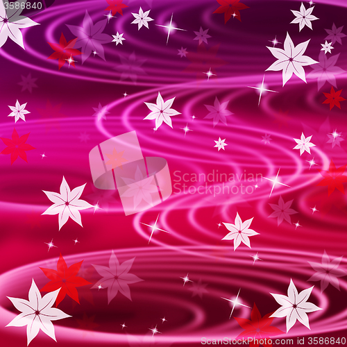 Image of Pink Rippling Background Means Wavy Lines And Flowers\r