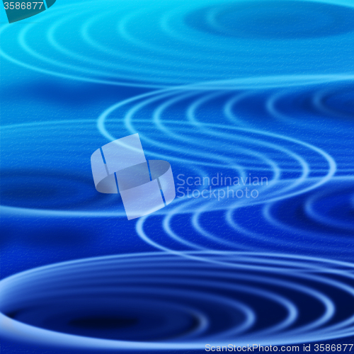 Image of Blue Rippling Background Shows Wavy And Circles Decoration\r