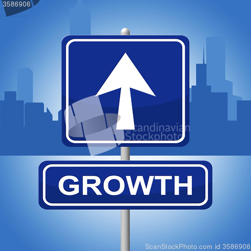 Image of Growth Sign Shows Placard Expansion And Arrow