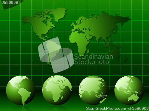 Image of World Map Shows Background Globalization And Template