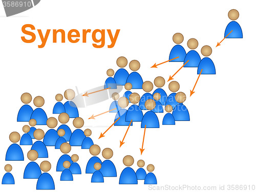 Image of Team Synergy Means Work Together And Collaborate