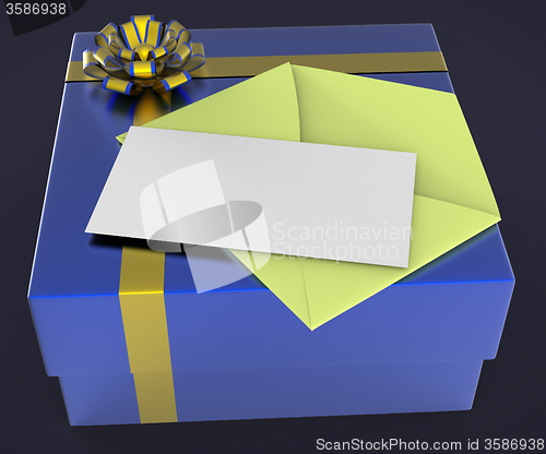 Image of Gift Tag Represents Blank Space And Box