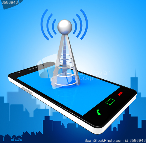 Image of Smartphone Wifi Indicates World Wide Web And Antenna