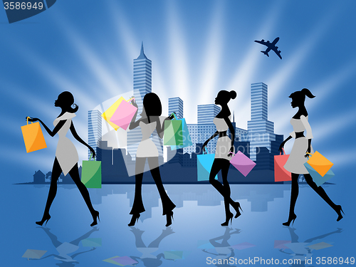 Image of Women Shopping Shows Retail Sales And Adults