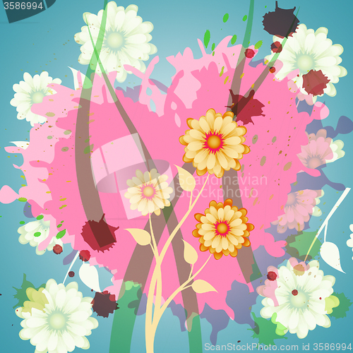 Image of Floral Heart Represents Valentine Day And Bouquet