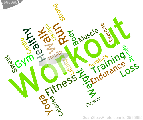 Image of Workout Words Shows Physical Activity And Athletic