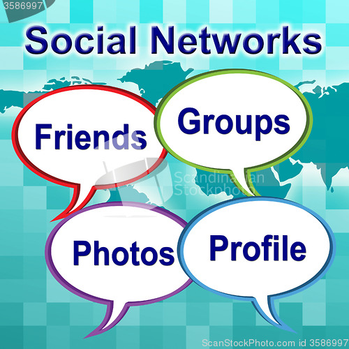 Image of Social Networks Words Means News Feed And Forums