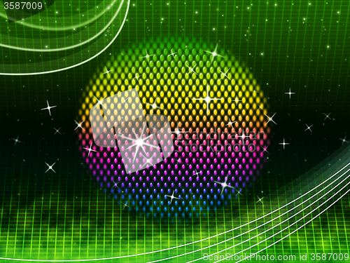 Image of Colorful Ball Background Means Green Grid And Sparkles\r