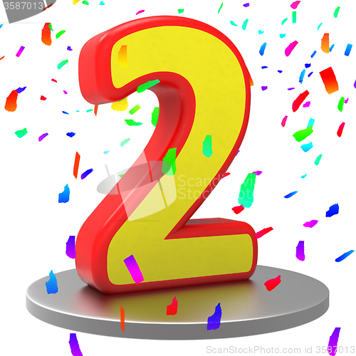 Image of Two Anniversary Represents Happy Birthday And 2Nd