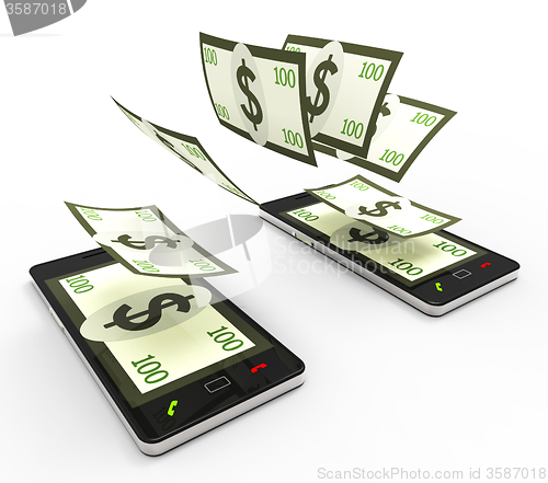 Image of Transfer Dollars Online Indicates World Wide Web And Phone