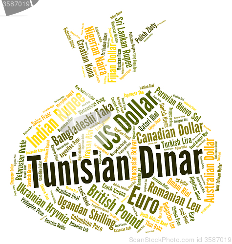 Image of Tunisian Dinar Shows Worldwide Trading And Currencies