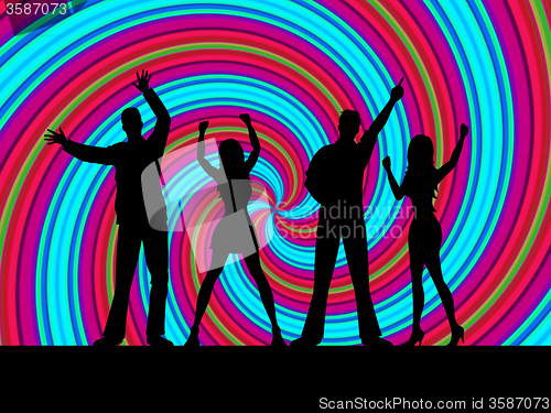 Image of Dancing Silhouette Indicates Disco Music And Dance