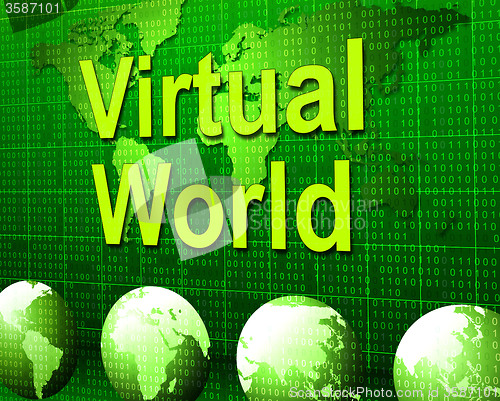 Image of Virtual World Means Web Site And Earth
