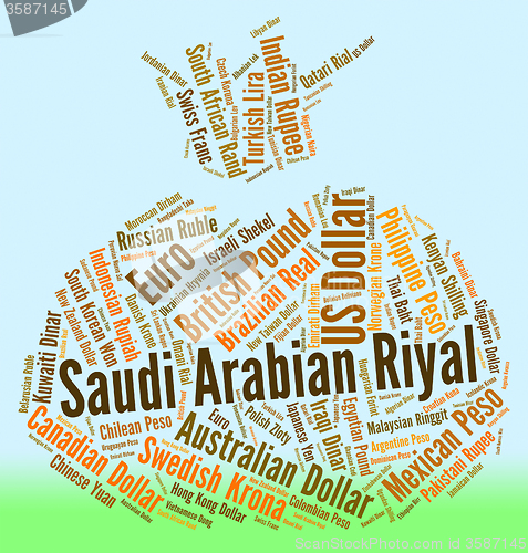 Image of Saudi Arabian Riyal Means Foreign Currency And Banknote
