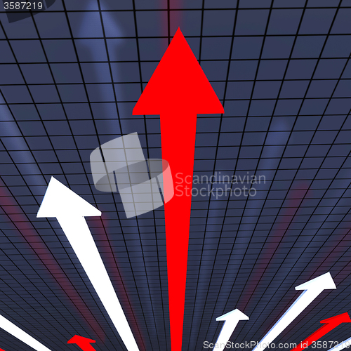 Image of Arrows Graph Shows Progress Report And Analysis