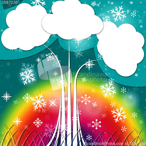 Image of Tree Background Shows Sun Snowflakes And Nature\r