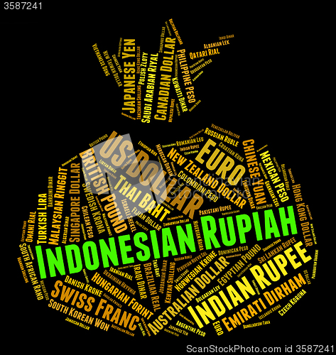 Image of Indonesian Rupiah Shows Worldwide Trading And Currency