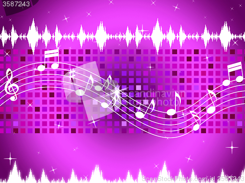 Image of Purple Music Background Means Sparkling Sqaures And Party\r