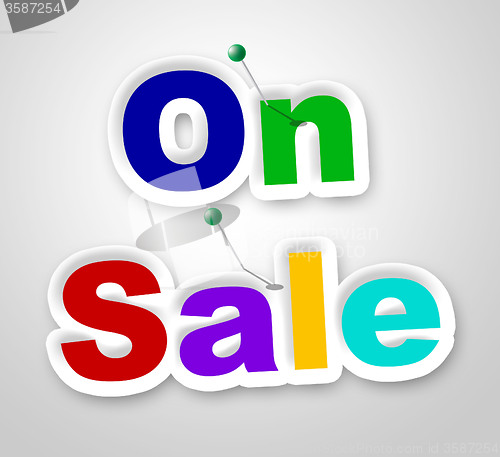 Image of On Sale Sign Means Closeout Clearance And Promo