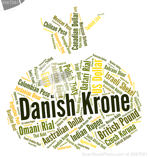 Image of Danish Krone Represents Exchange Rate And Currency
