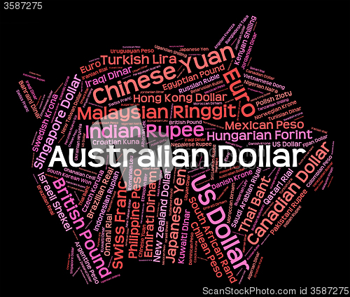 Image of Australian Dollar Represents Worldwide Trading And Currencies