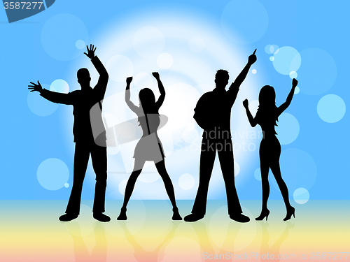 Image of Disco Dancing Indicates Party Nightclub And Silhouette