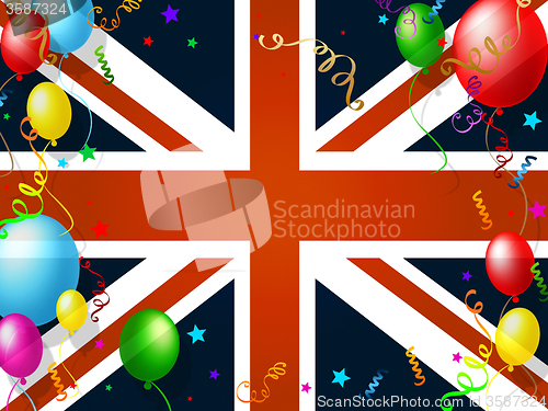 Image of Union Jack Represents English Flag And Balloon