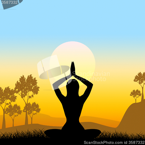 Image of Yoga Pose Means Scenic Green And Meditate