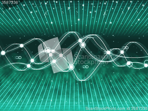 Image of Green Double Helix Background Shows Grid And Space\r