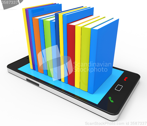Image of Phone Knowledge Online Indicates World Wide Web And Book