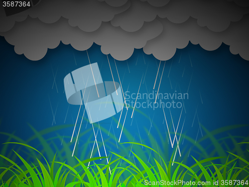 Image of Raining Sky Background Means Thunderstorms Or Dark Scenery\r