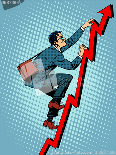 Image of Businessman climber is climbing up according to the schedule of 