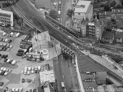 Image of Black and white Aerial view of London