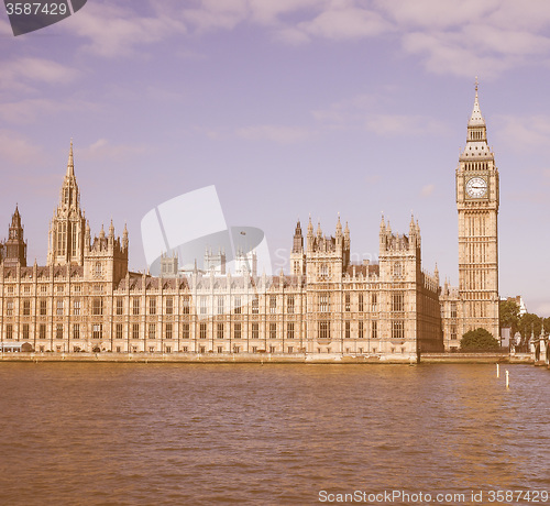 Image of Retro looking Houses of Parliament in London