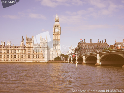 Image of Retro looking Houses of Parliament in London