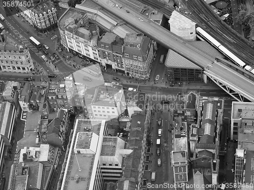 Image of Black and white Aerial view of London